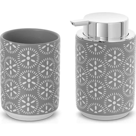 Set accessori bagno da appoggio 2 pezzi in ceramica grigio Circus (1/5)