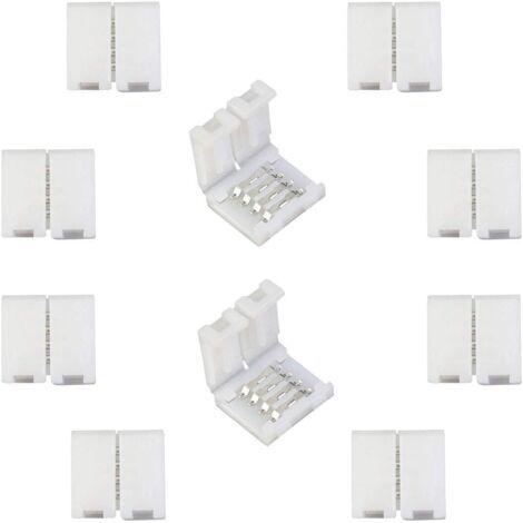 Conector de tira LED RGB 5050, conector de tira rápida de 4 pines para tira LED SMD 5050 RGB impermeable y no impermeable de 10 mm de ancho, soldadura gratuita (10 unidades) (1/5)