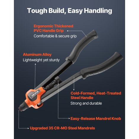 Riveteuse Manuelle 42 cm - Kit d'Outils à Riveter Complet (1/5)