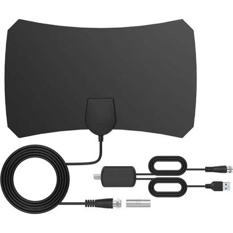 Antenne TV numérique HD 1080p 80 miles amplifiée avec câble coaxial 3 mètres pour intérieur (1/5)