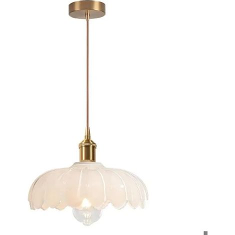 Lustre Suspension Moderen en Verre,25cm Lampe de Plafond Vintage Abat-jour Design Fleurs E27 Plafonnier pour Salon Chambre (1/5)