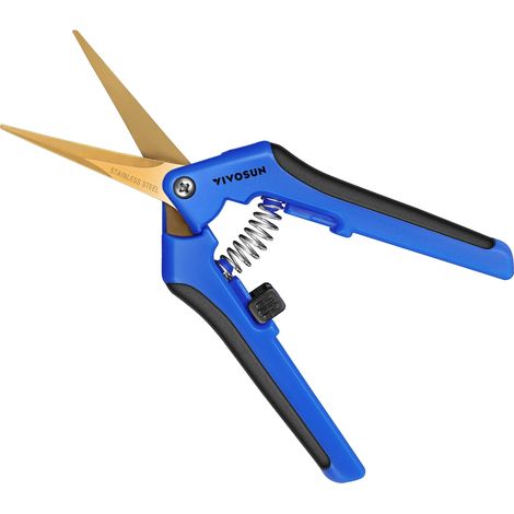 Lot de 2 Sécateur de Jardin 17 cm, Poignée Ergonomique, Lame Droite en Acier Inoxydable avec Revêtement en Titane, Poignée Verrouillable, Convient aux Fleurs, Roses, Fruits et Plantes, Bleu (1/5)