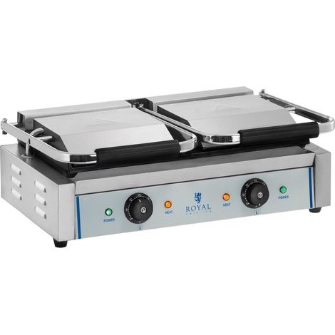 Macchina per panini liscia in acciaio fuso smaltato 2 x 1800 watt acciaio inox 140002322