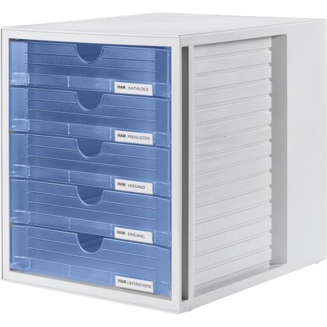 [GEBRAUCHT] B-Ware HAN Schubladenbox Regalboxen Aufbewahrung Büro Grau DIN A4 5 Schubfächer