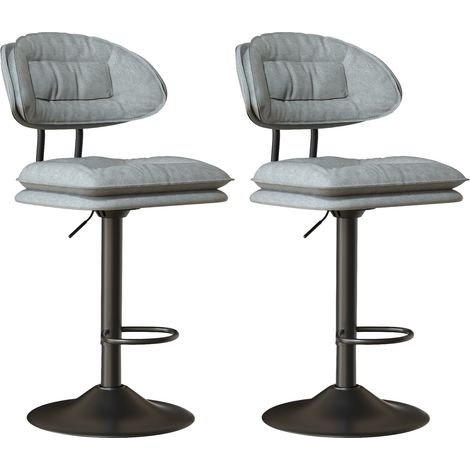 Hawthyhome Barhocker 2er Set, Ergonomische Gepolsterte Barhocker mit Rückenlehne, Verstellbare Doppellagige Barstuhl, für Esszimmer Heimbar Kücheninsel, 2 x Hocker (Hellgrau)