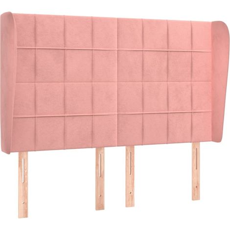 Testiera Testata del letto ad Orecchio Rosa 147x23x118/128 cm in Velluto (1/5)