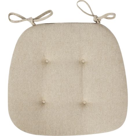 Galette chaise trapèze lin beige 43x41 cm, déhoussable, respirant - Galette chaise trapèze lin beige 43x41 cm, déhoussable, respirant (1/5)