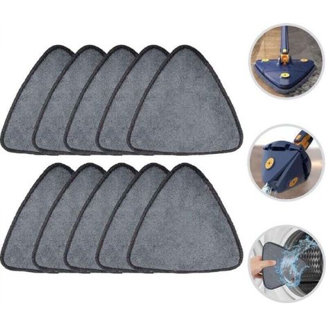 10 Pieces Replacement Triangle Microfiber Mop Heads for 360° Rotating Mop Heads, Fiber Mop Heads, Mop Heads, Reusable Mop Head (1/5)