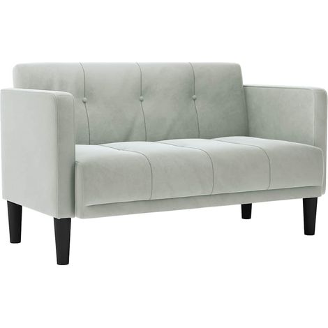 Divano Sofa Divanetto Grigio Chiaro 111 cm in Velluto (1/5)