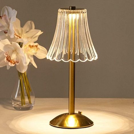 Lampe de table sans fil, lampe rechargeable dorée, lampe de table portable LED en laiton de 30 cm de haut avec variateur intégré (1/5)
