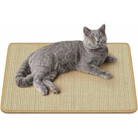 Cat Scratching Mat, Natural Sisal Woven Rope Cat Scratching Mat, Non-Slip, Practical Claw Care Toy, Cat Mat to Protect Carpets and Sofas, 40x60cm, Brown (1/4)