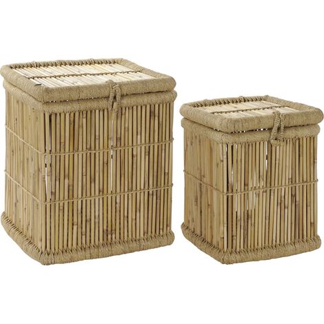 Panier bambou élégant pour déco épurée et rangement - Naturel nuances de bambou tressé (1/5)