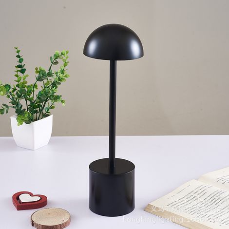 Lampe de table LED à intensité variable 3 couleurs rechargeable en acrylique pour salon, lampe de table ronde (noir) (1/5)