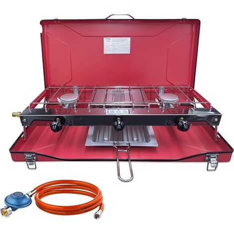 3 Brûleurs Réchauds de Camping, Portable Cuisinière à Gaz, 4,5kW, Gaz Butane/Propane, 50mbar, Bleu (1/5)