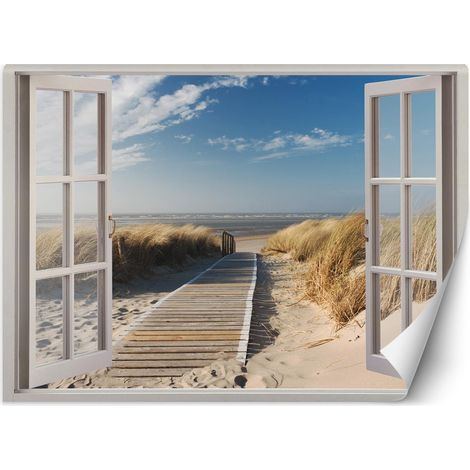 Carta Da Parati, Finestra con vista sulla discesa alla spiaggia - 140x100 (1/5)