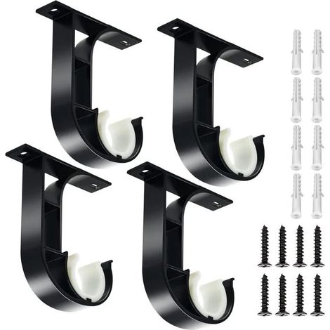 ®Rising FF Supports de tringle à rideaux de plafond, lot de 4, alliage d'aluminium, compatibles avec les tringles à rideaux de 26 à 28 mm (1/5)