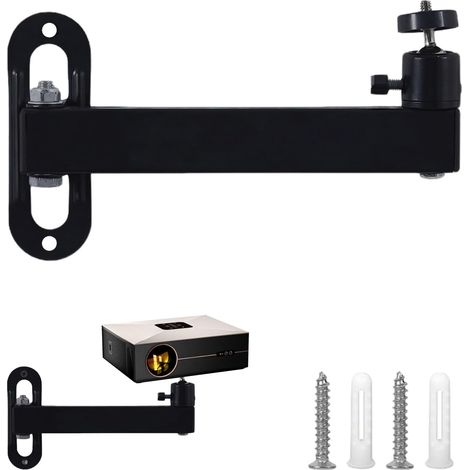 Support Videoprojecteur Mural,Support Mural réglable pivotant à 360°, Pied de projecteur métallique avec Interface à vis 1/4 Pouce pour Home cinéma, Bureau, Salle de Jeux (1/5)
