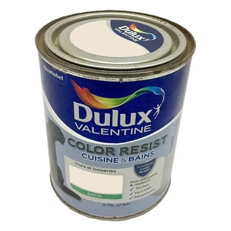 Dulux Valentine Peinture acrylique Color Resist Cuisine & Bain Ivoirine 0,75 L (1/2)