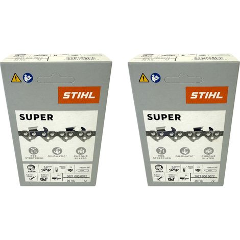 Stihl 2x 3/8" Rapid Super 3 (RS3) cadena de sierra 50 cm 3/8" 1.6 mm 72 TG 2 piezas ( 2x 36260000072 ) (1/5)
