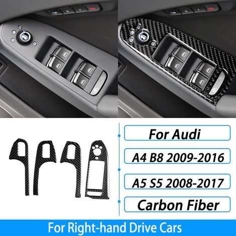 (34 B) Convient pour Audi : ensemble de garnitures de ventilation de console centrale, de tableau de bord et de levier de vitesse en fibre de carbone, accessoires intérieurs de voiture, autocollant (1/4)