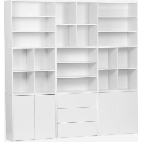 Libreria modulabile decorazione legno 9 elementi