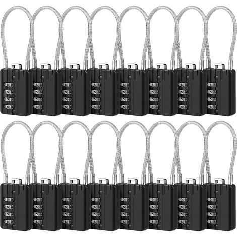 Cadenas de valise 24 pièces avec corps en alliage de zinc, combinaison à 3 chiffres, sans clé, rechargeable par câble, pour bagages, valises et sacs à dos, idéal pour l'école, la salle de sport et les (1/4)