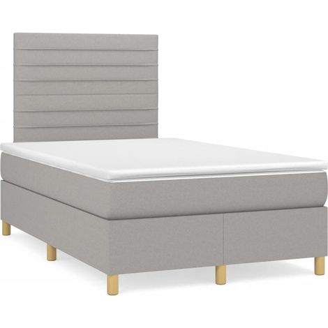Sommier à lattes de lit matelas LED gris clair 120x190 tissu (1/5)