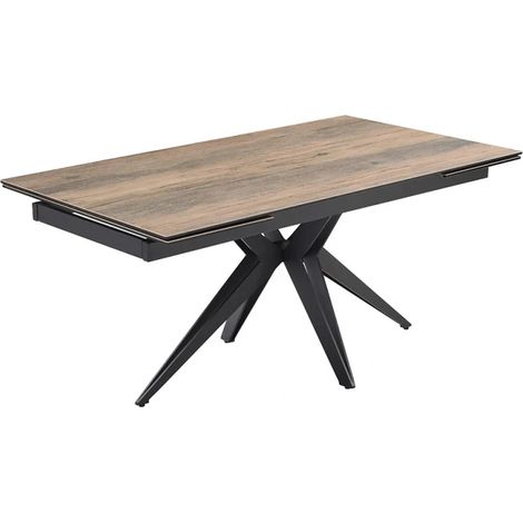 Table extensible 160/240 cm céramique effet bois pied étoile métal - TEXAS 06 (1/5)