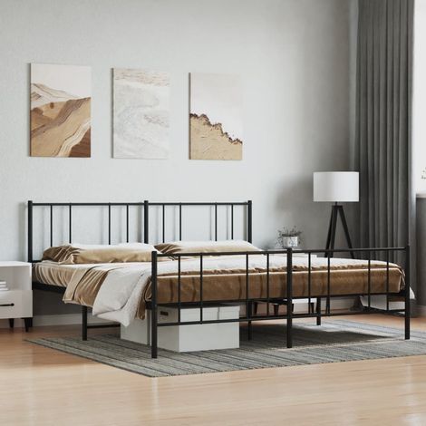 Lit Adulte avec tête de lit magnifique - Cadre de lit métal pour Chambre,Matériau durable/pied de lit noir 180x200 cm -17793 (1/5)