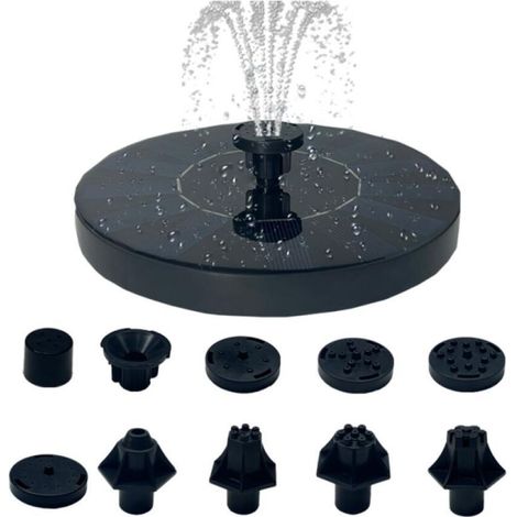 Fontana solare da 1W con 10 ugelli - Fontana galleggiante indipendente per giardini, laghetti e acquari da esterno (1/4)