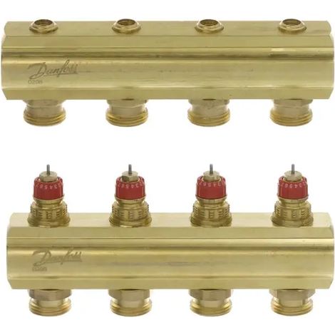 Danfoss Distributeur plancher chauffant FHF-4 4 circuits, sans indicateur de débit, 088U0504
