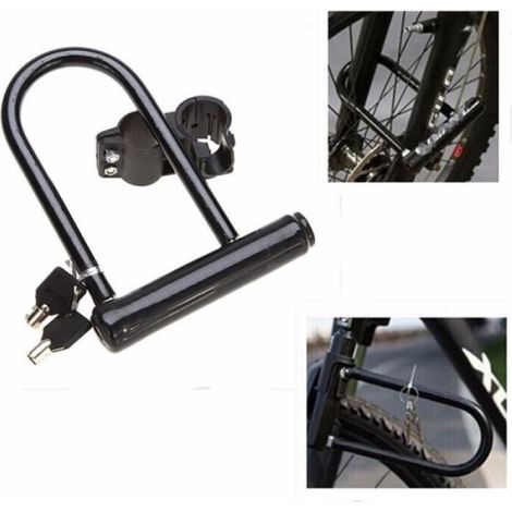 U Serrure Antivol Vélo Moto Sécurité Cadenas Support Acier Scooter Noir Lock (1/4)