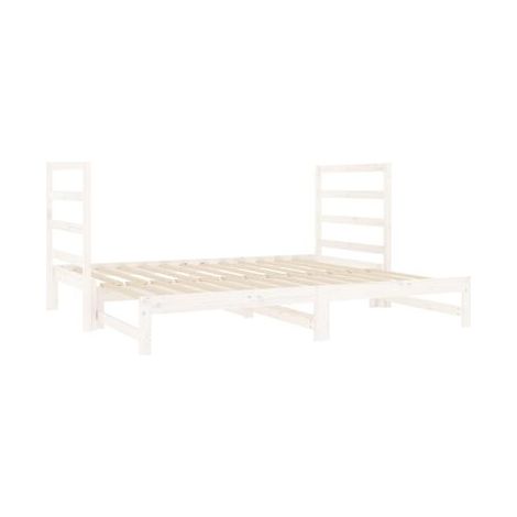 Lit coulissant sans matelas, blanc, 2 x (90 × 190 cm), idéal chambre à coucher, style moderne, montage simple (1/5)