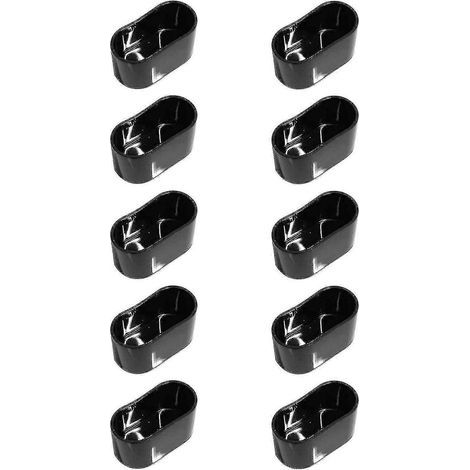 Lot de 10 embouts ovales pour pieds de table et de chaise. protection de sol compatible avec jardin et terrasse. transparents. 16 x 34 mm. noir brillant. Livraison gratuite. (1/4)