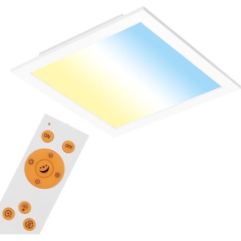 Plafonnier carré encastrable Blanc – Panneau LED 18 W dimmable – Température de Couleur réglable par télécommande – Idéal pour Le Bureau ou Le Salon, Métal, 16 W (1/5)