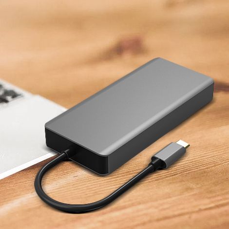 Adaptateur USB-C vers VGA, HDMI, USB 3.0 avec Support 4K pour Ordinateur Portable (1/4)