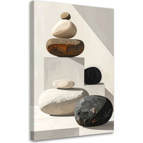 Quadro su tela, Pietre zen disposte in una composizione calma e minimalista. - 20x30 (1/2)