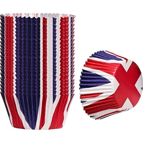 200 Mini Caissettes en Papier Union Jack pour Cupcakes, Moules à Muffins Décoratifs pour la Fête du Jubilé de Platine de la Reine (1/5)