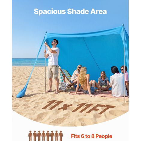 Tente de Plage de 3,4x3,4x2 m, Abri Soleil UPF50+, Pare-soleil Extérieur pour Plage Parc Camping et Pêche, Auvent Protection UV ave… (1/5)