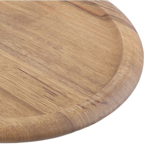 Plateau à pizza rond en bois avec poignée, planche à découper, ustensiles de cuisine et de pâtisserie (1/5)