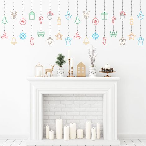 Sticker Noël guirlande - Autocollants stickers adhésifs noël - décoration fêtes - 40x125cm (1/5)