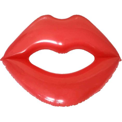 Bouée gonflable géante en forme de lèvres rouges, idéale pour les fêtes et les animations estivales à la piscine. (1/5)