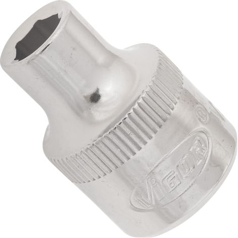 VIGOR Innenvierkant Antrieb 10 = 3/8 Zoll Steckschlüssel-Einsatz Außensechskant-Profil V2278N ∙ Vierkant hohl 10 mm (3/8 Zoll) ∙ Außen-Sechskant Profil ∙ 6 ∙ Gesamtlänge: 28 mm (1/2)