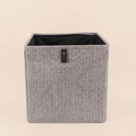 Cube de rangement à chevrons gris 31x31x31cm (1/5)