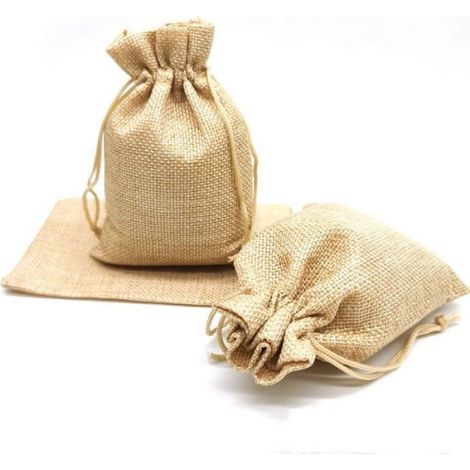 Sac Cadeau - Coton Naturel - 7 x 9 cm - Beige - Lot De 50 (1/4)