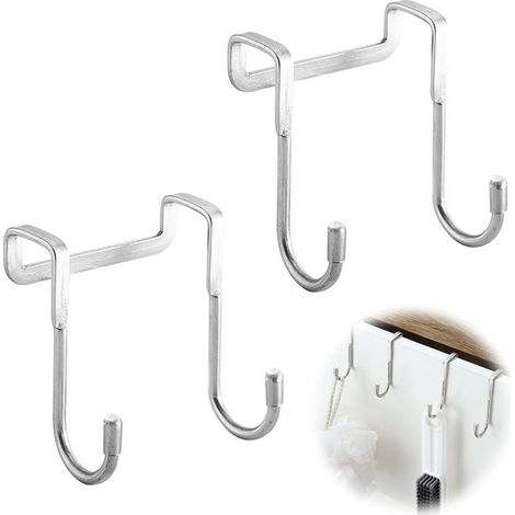 Juego de dos ganchos para puerta de ducha, ganchos para puerta, ganchos para baño, ganchos adhesivos para pared. (1/5)