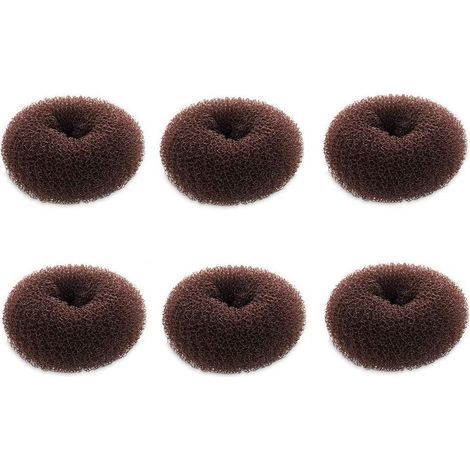 Accesorio para el cabello – Forma de donut de 5 cm – Para cabello corto y fino (niñas/niñas) – Marrón oscuro – Paquete de 6 (1/4)