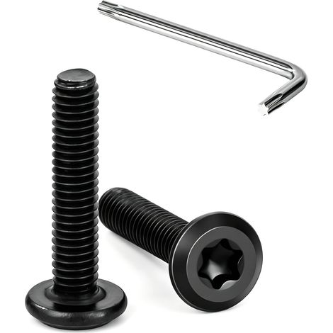 30 Pièces Vis à Tête Plate Torx Noir M3 x 8 mm Vis à Six Pans Creux en Acier Inoxydable A2 V2A Boulons de Meubles Hexagonale avec Clé T10 Filetage Complet (1/5)