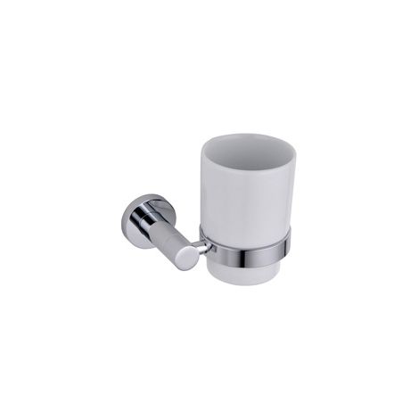 Round Single Glass Tumbler & Holder Chrome (1/3)