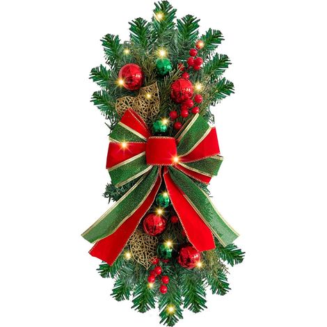 Guirlande De Noël Sans Fil - Couronne Éclairée À LED Pour Escalier Porte Mur Fenêtre Intérieur Extérieur - 60 cm - 1 Pièce (1/5)